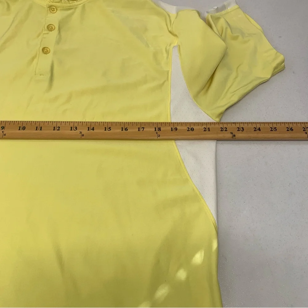 Nike Golf Dri Fit Polo Shirt Men  Medium Yellow Swoosh Stretch Activewear Travel